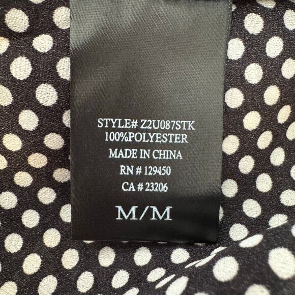 Como Black V-Neck Blouson Sleeve Crepe Blouse Polka Dot NWT Size Medium - Picture 7 of 8